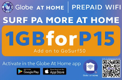 Globe HomeSURF15 – 1GB Data on top of GoSURF50 15PHP Only 2018 Globe HomeSURF15 – 1GB Data on top of GoSURF50 15PHP Only 2018
