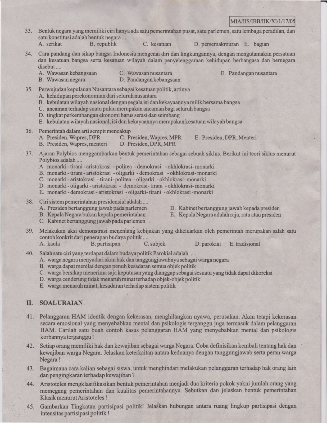Kumpulan Soal Ujian Penilaian Akhir Tahun (PAT) Tingkat