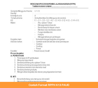 Contoh Format RPPH K13 PAUD