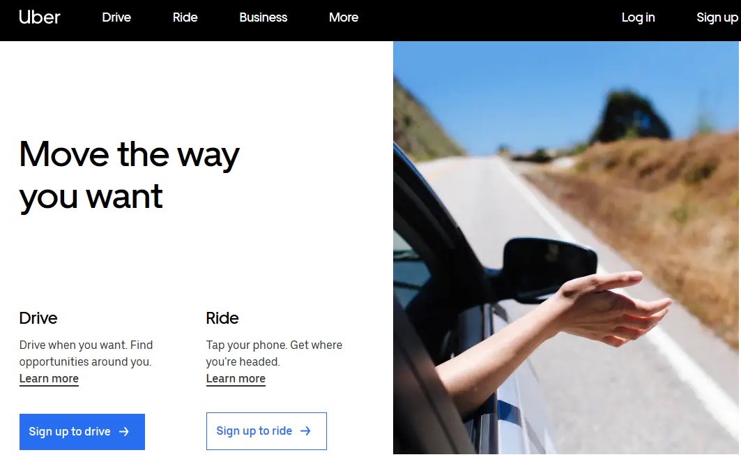 UBER has brought Design and Brand consistency on their landing page