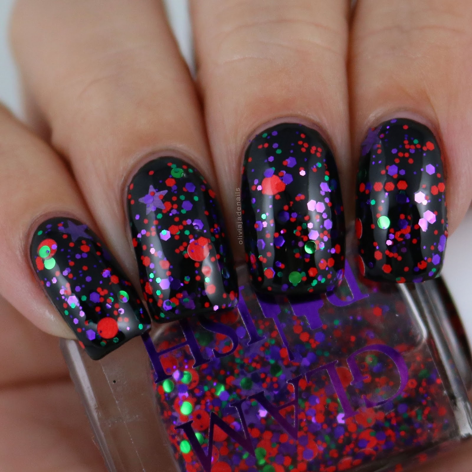 Glam Polish Graveyard Smash (over Pretty Serious Cosmetics Absence) swatched by Olivia Jade Nails