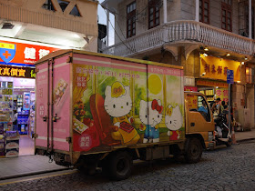Koi Kei bakery delivery truck with Hello Kitty mooncake design in Macau