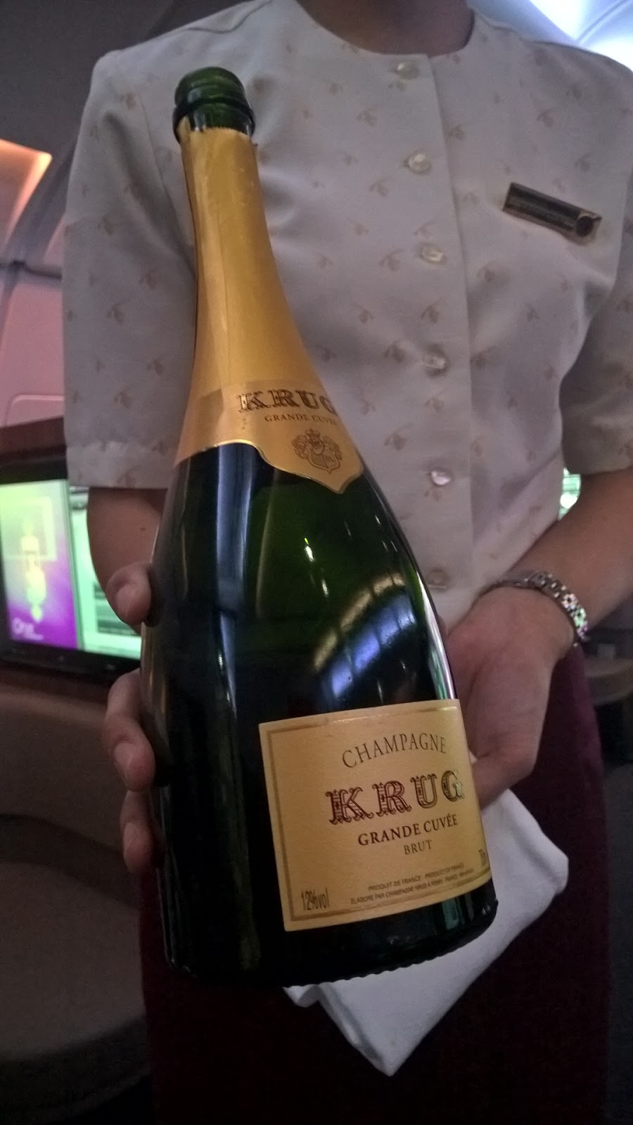 First Class Champagne Offering On Qatar Airways - A380 Service Doha-bangkok First Class Champagne Offering On Qatar Airways - A380 Service Doha-bangkok