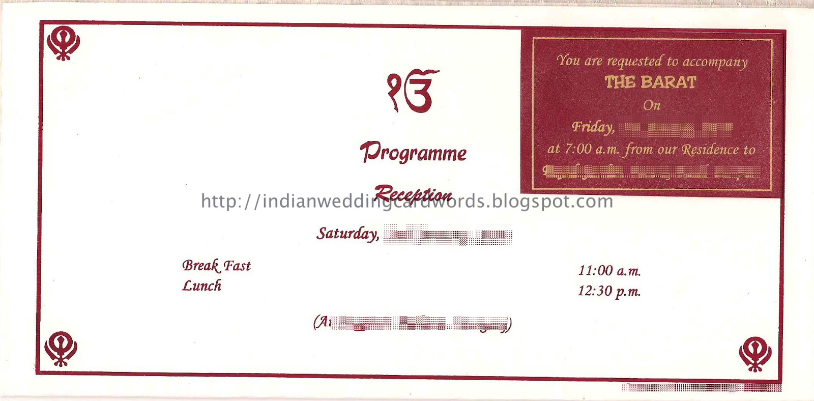 Janeu Invitation Card Sample