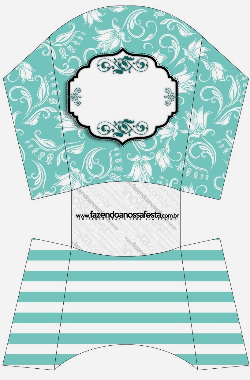 Fiesta Tiffany: Cajas para Imprimir Gratis. Caja para patatas o papas fritas.