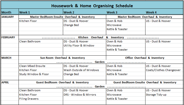 housework schedules