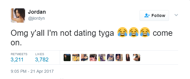 2a Tyga's supposed new girl, Jordan Ozuna denies dating him