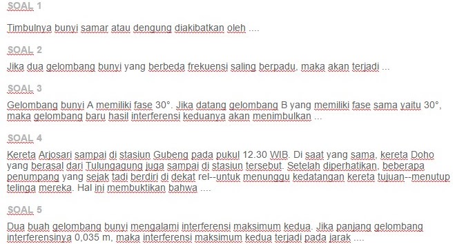 Contoh Soal Interferensi Gelombang Bunyi ezy blog