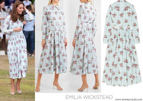 Kate Middleton wore EMILIA WICKSTEAD Aurora belted floral-print Swiss-dot cotton-blend seersucker dress