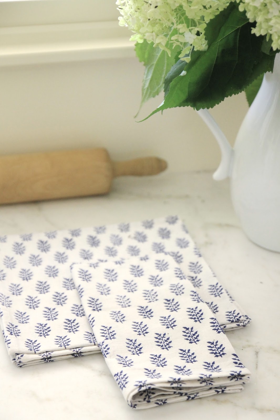Jenny Steffens Hobick Indigo Wood Block Print Napkins & Cushion Covers Blue & White