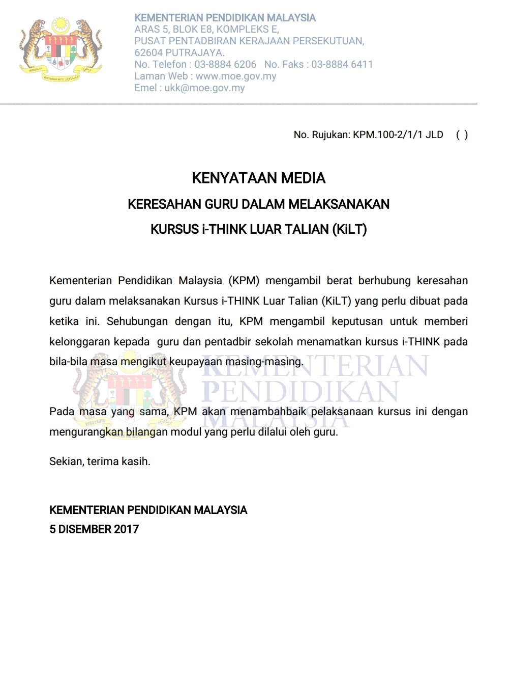 Surat Rasmi Negeri Kedah - Surat Rasmi L