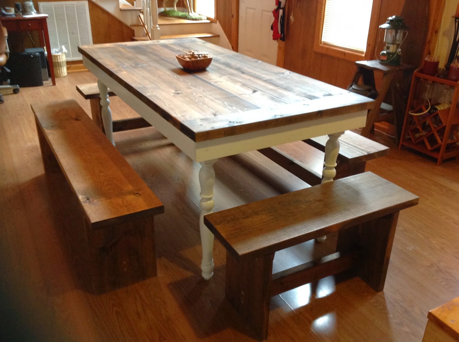 Farm Tables by Zamora Table 7 Dark Walnut with white legs