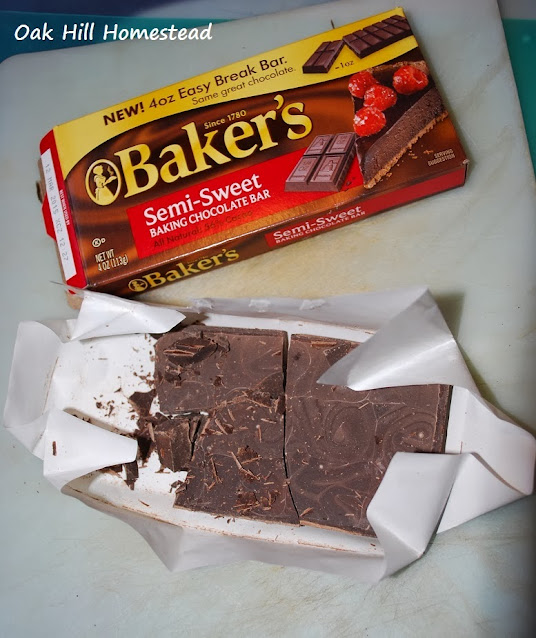 Baking chocolate squares