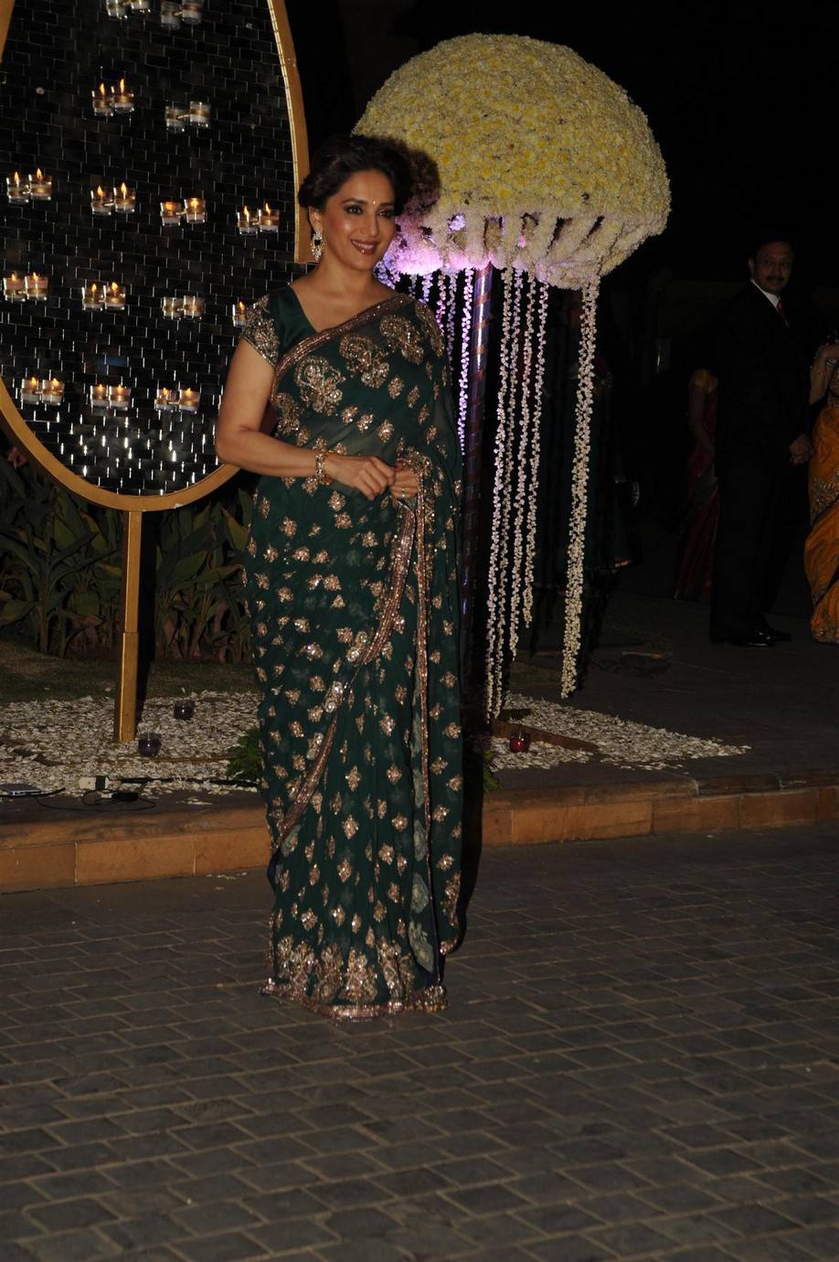 Glamours Bollywood Actress Madhuri Dixit Latest Stills In Green Saree