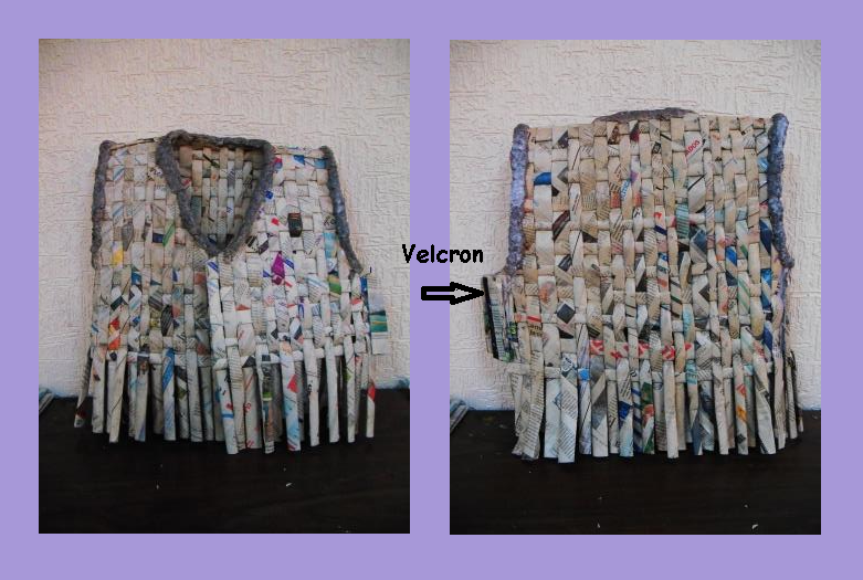 Prendas con periódico ( chaleco dorado )