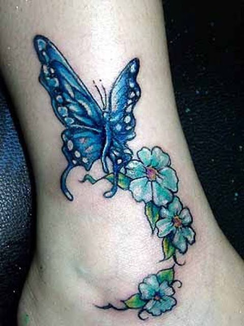 Women Classic Fashion : Butterfly Ankle Tattoos