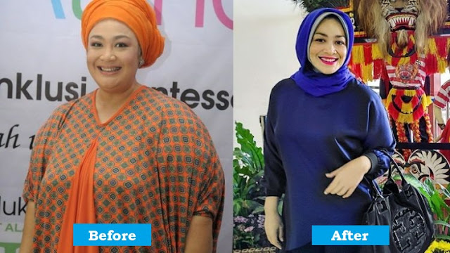 Before after Dewi Hughes cara menurunkan berat badan dengan cepat