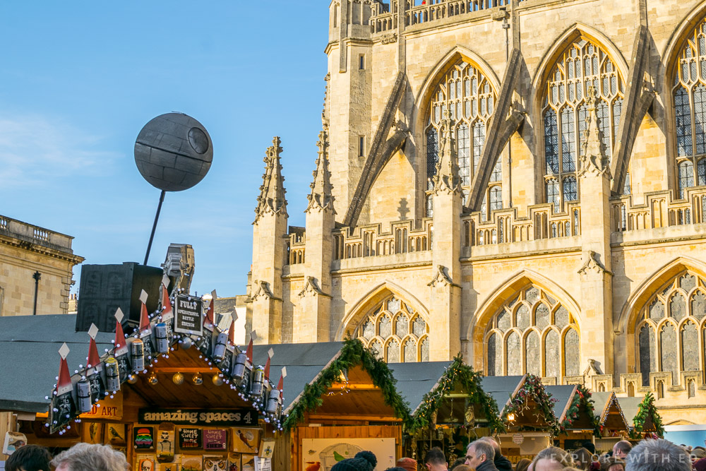 Bath Abbey Square with Christmas Market stalls