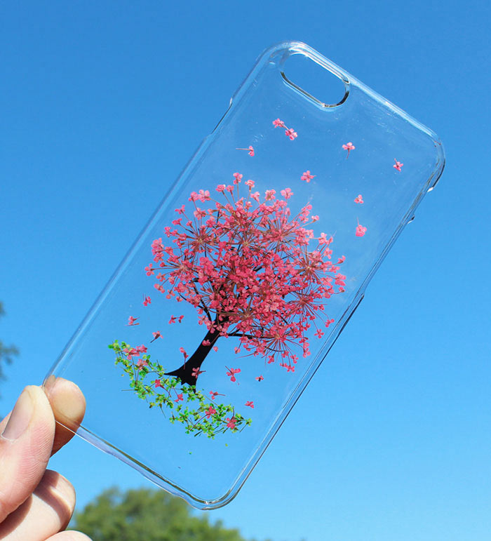 estuches con flores reales para teléfonos móviles de houseofblings