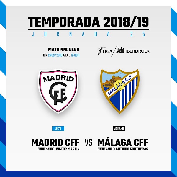El Madrid CFF - Málaga Femenino, este domingo 24 de marzo a las 12:00 horas El Madrid CFF - Málaga Femenino, este domingo 24 de marzo a las 12:00 horas