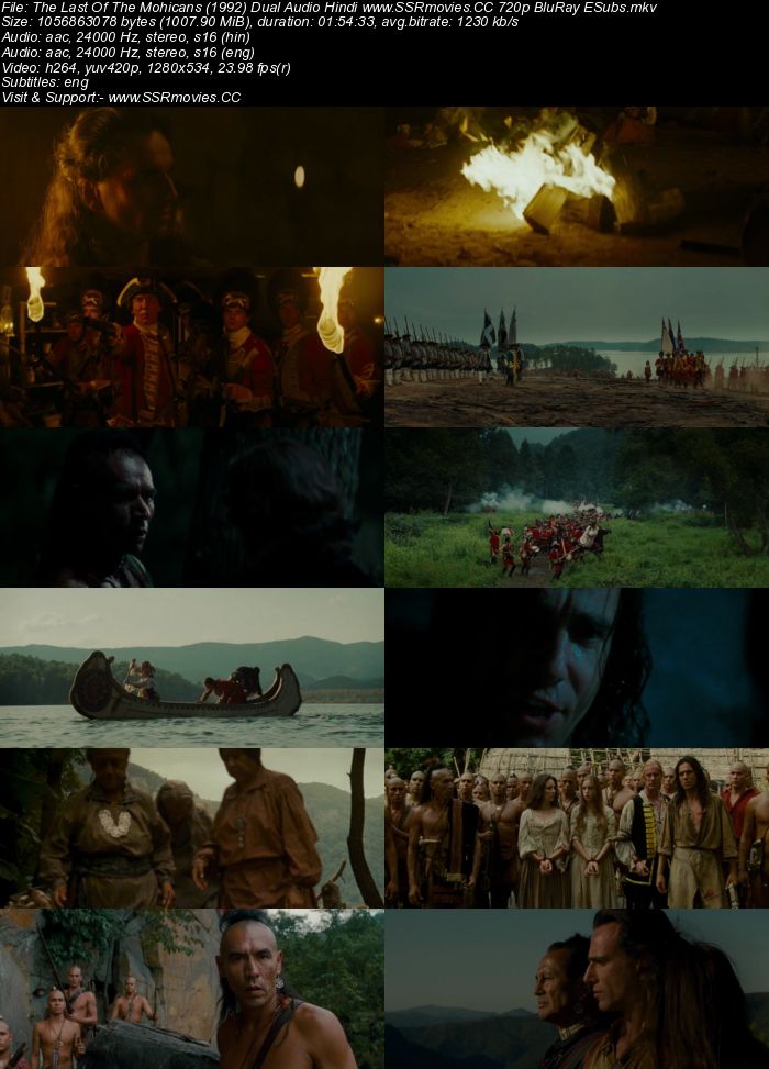 The Last Of The Mohicans (1992) Dual Audio Hindi Dubbed 300MB Full Movie Download