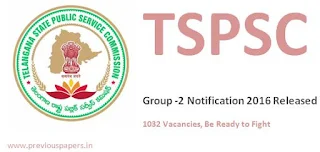 TSPSC Group 2 Notification 2016 Latest 1032 Vacancies