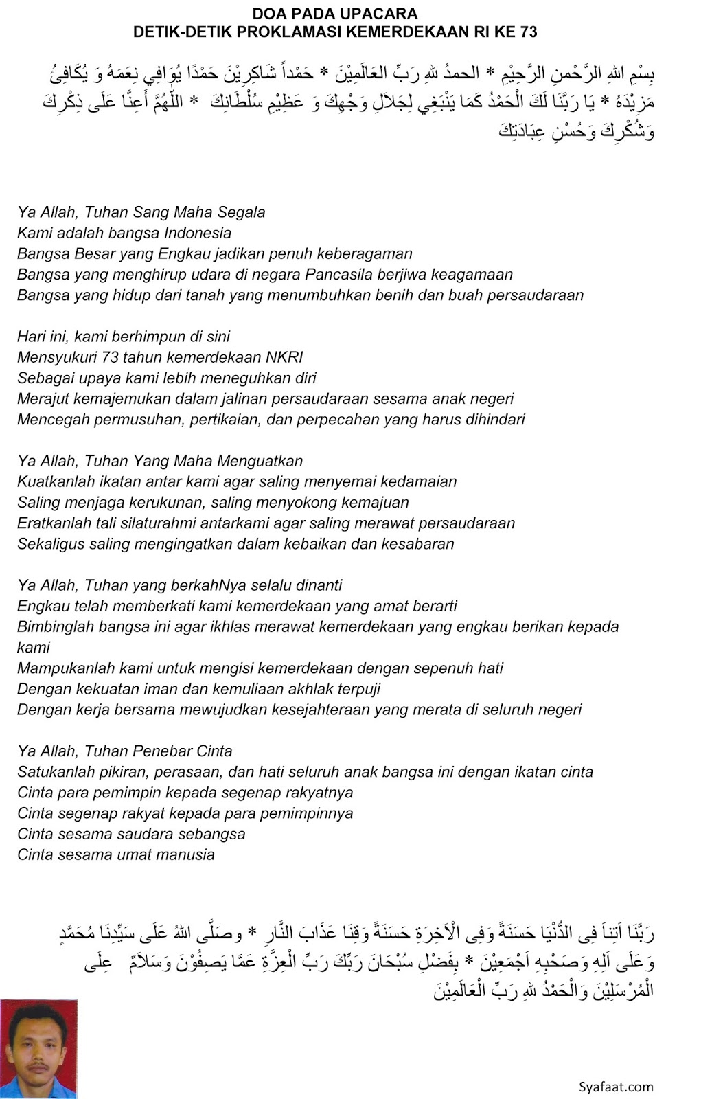 Doa Hut Ri Ke 73 Tahun 2018 Blog Syafa At