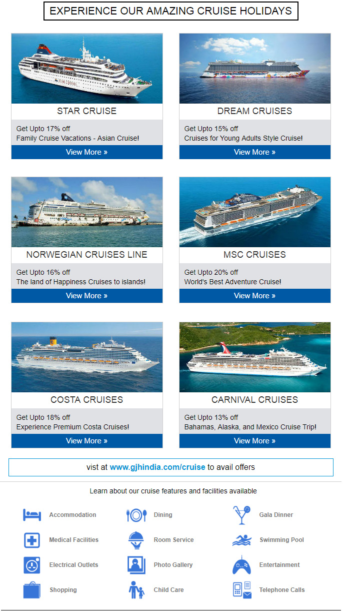 Find the Best Cruise Deals and Discount Cruises Packages with GJH India