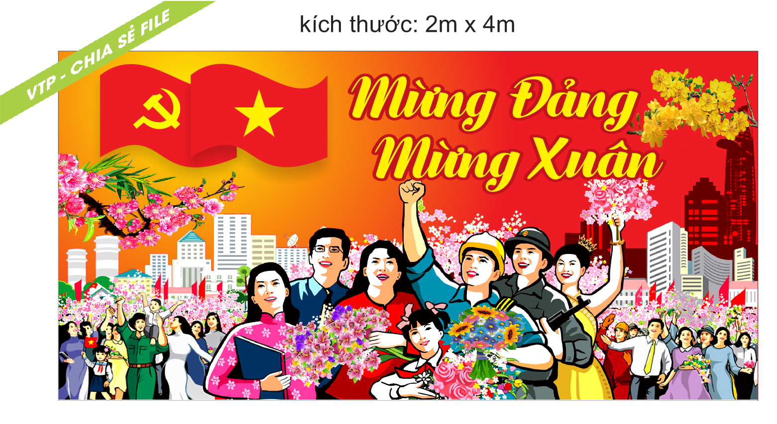 Share 2 Pano Tranh cổ Động Mừng Đảng Mừng Xuân CDR12 VTP CHIA SE FILE