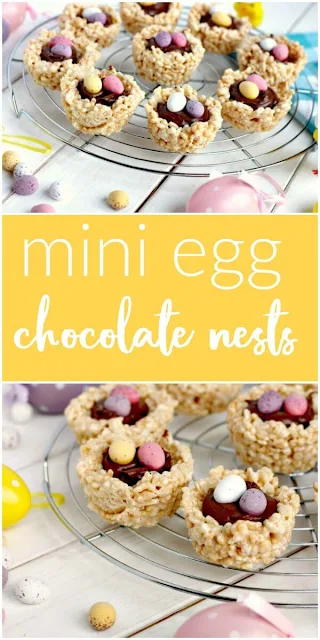 Mini Egg Marshmallow Krispie Nests for the perfect Easter treat #Easter #Chocolate #minieggs