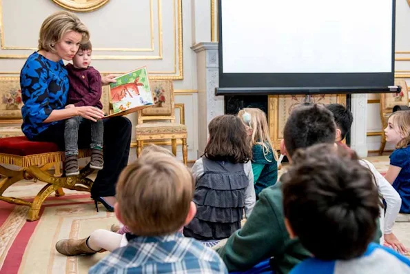 Queen Mathilde of Belgium took part in an event during the ‘Week of Reading Aloud’ organised by non-profit association ‘Iedereen Leest’