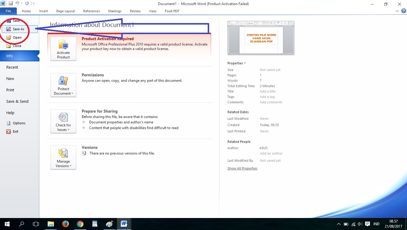 Cara Mengubah Word Ke PDF Di Microsoft Word 2010 ...