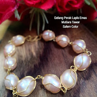 Gelang Perak Lapis Emas Mutiara Lombok