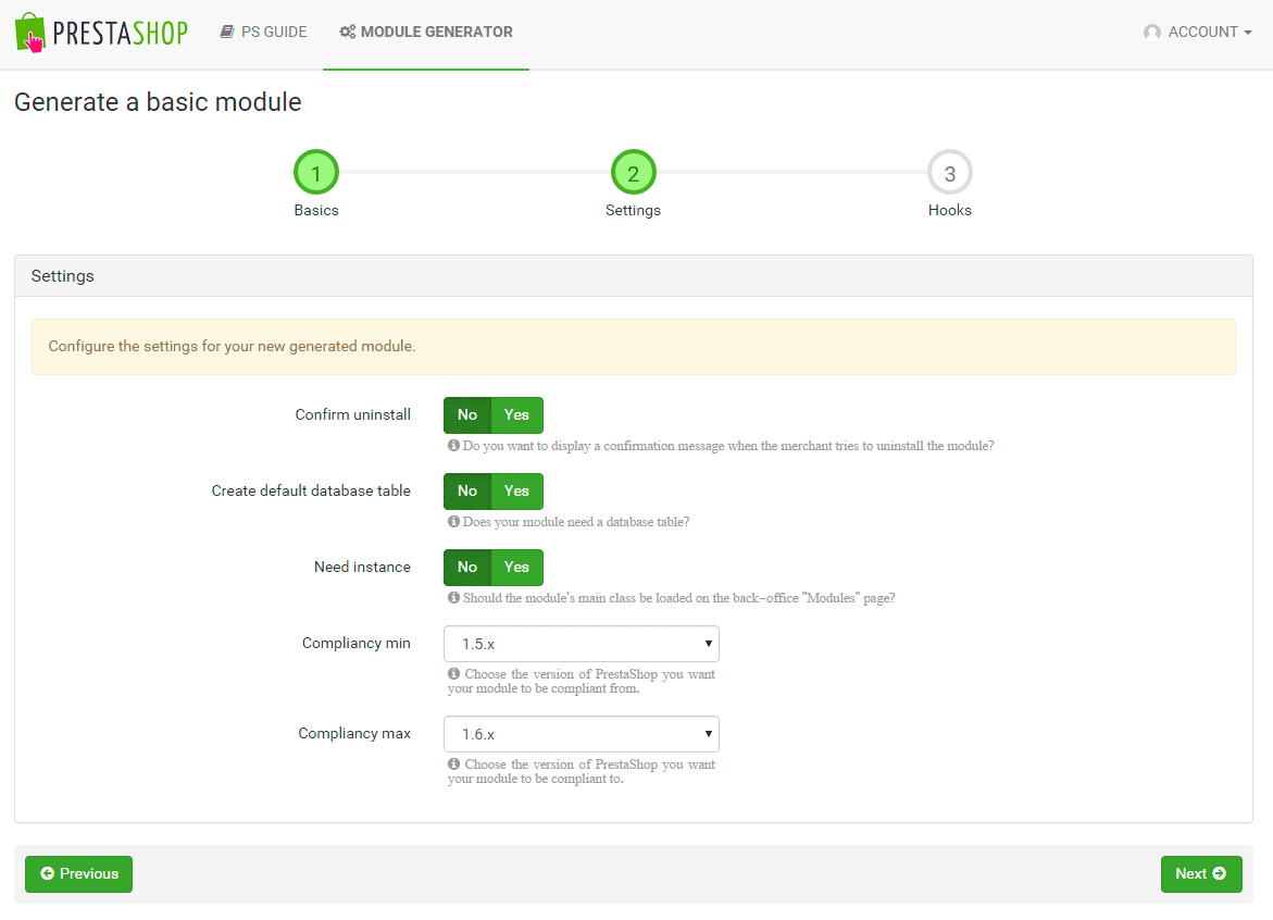 Module Generator Prestashop Crear módulos para Prestashop con la herramienta