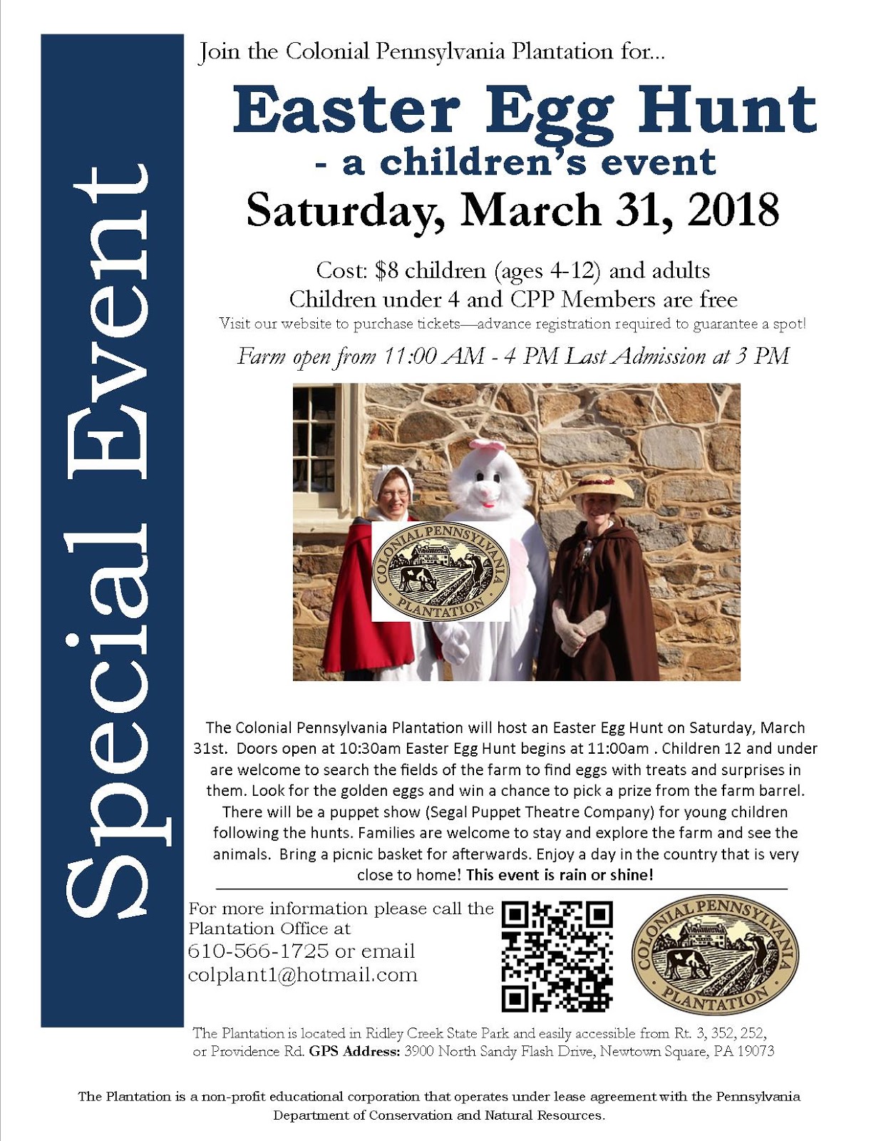 Delaware County History Colonial Plantation Easter Egg Hunt