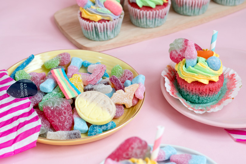 vegan pick 'n' mix bubblegum cupcakes