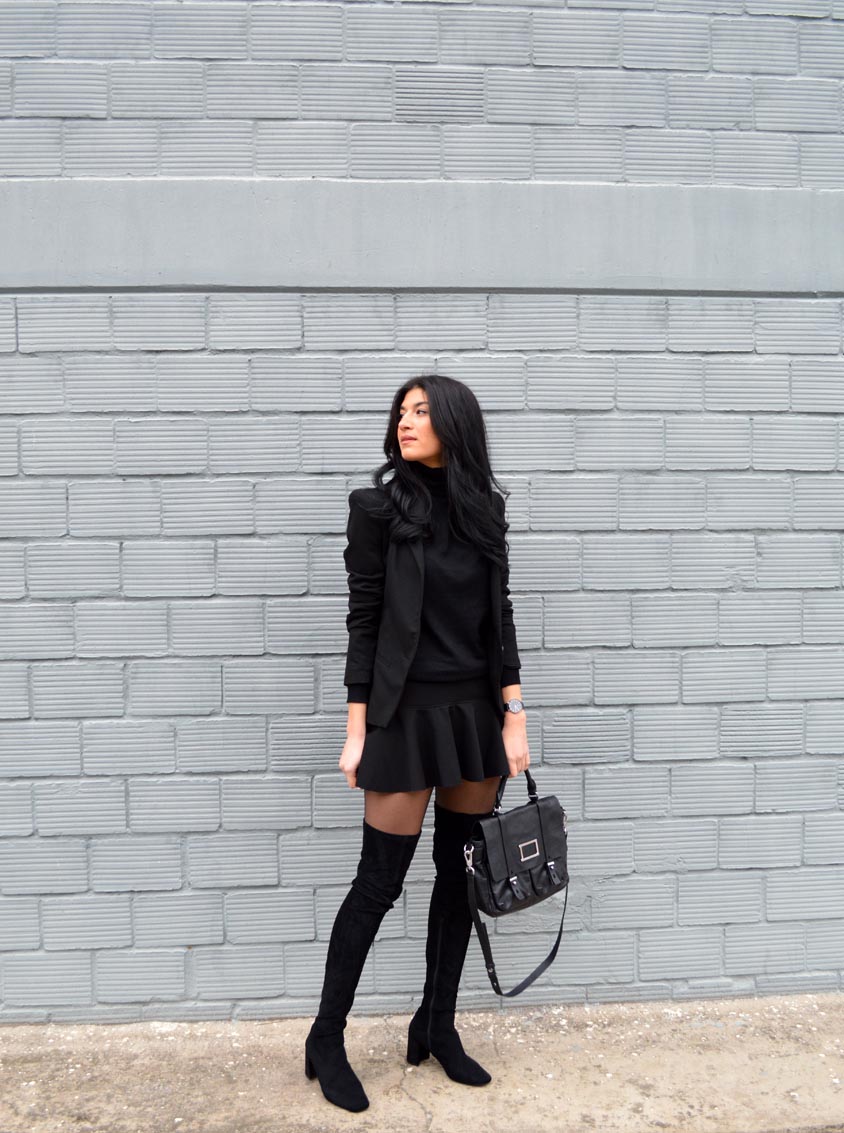 The Blossom Girls Skater Skirt & Thigh High Boots