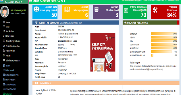 APLIKASI RAPORT K13 SD SEMESTER 2 GENAP ( REVISI AWAL