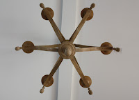 (bottom view) Simplicity 6-Light Chandelier, Washed Wood - http://www.linenandlavender.net/p/lighting-new-antique-one-of-kind.html (bottom view) Simplicity 6-Light Chandelier, Washed Wood - http://www.linenandlavender.net/p/lighting-new-antique-one-of-kind.html