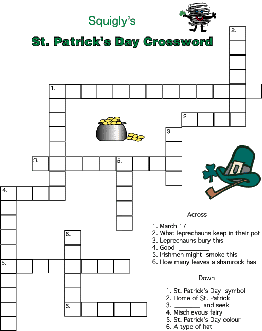 St Patrick S Day Printable Games For Kids 7 St Patrick S Day Crossword For Kids