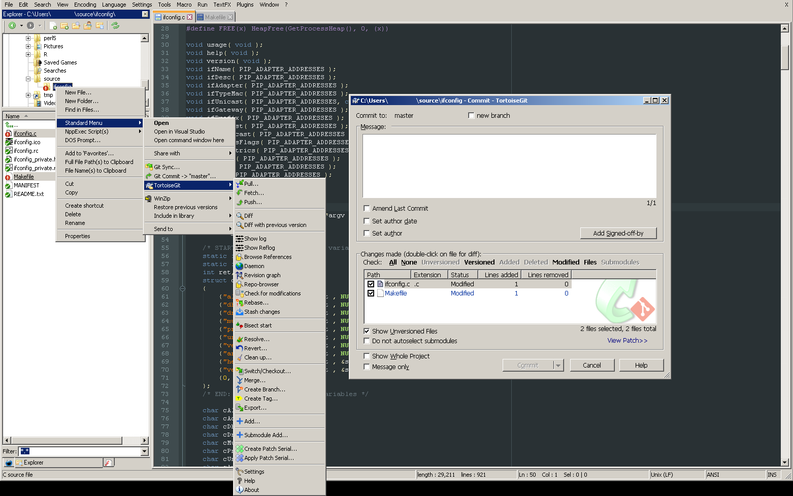 Vin's World Notepad++ Git Integration**