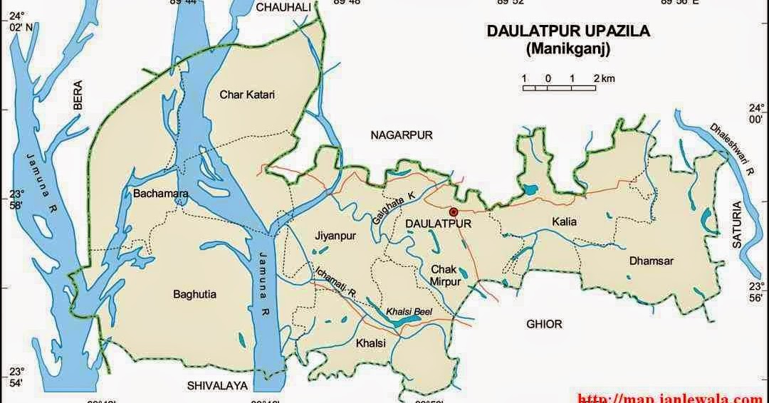 Daulatpur Upazila Map, Manikganj District, Bangladesh