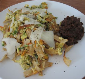 migas and refried black beans
