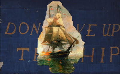Don't Give Up the Ship flag with image of Niagara inside Don't Give Up the Ship flag with image of Niagara inside