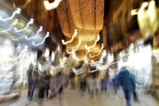 Luces de Navidad en Toledo, Spain, fotografía impresionista,