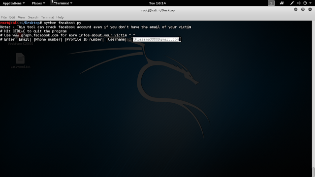 hacking by kali linux: hack facebook id using python script in linux