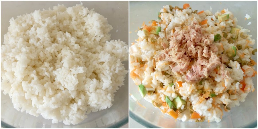 Mezclar ingredientes con arroz