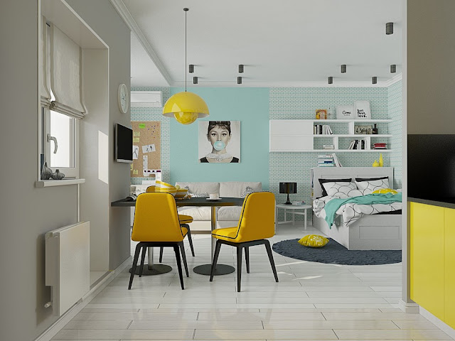 Blog Achados de Decoração. Pequeno apartamento detalhes lindos, turquesa e amarelo Blog Achados de Decoração. Pequeno apartamento detalhes lindos, turquesa e amarelo