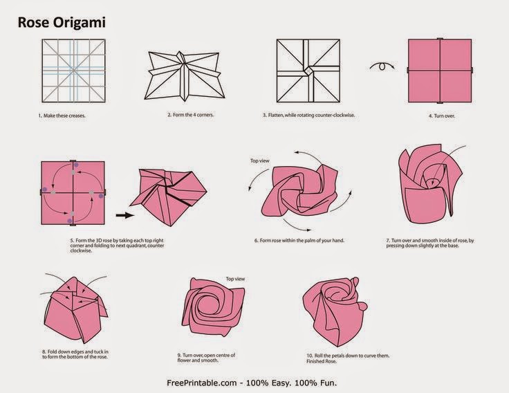 origami rose diagrams arts crafts ideas movement
