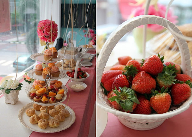 strawberries in basket fruit tarts cream puff cup cakes